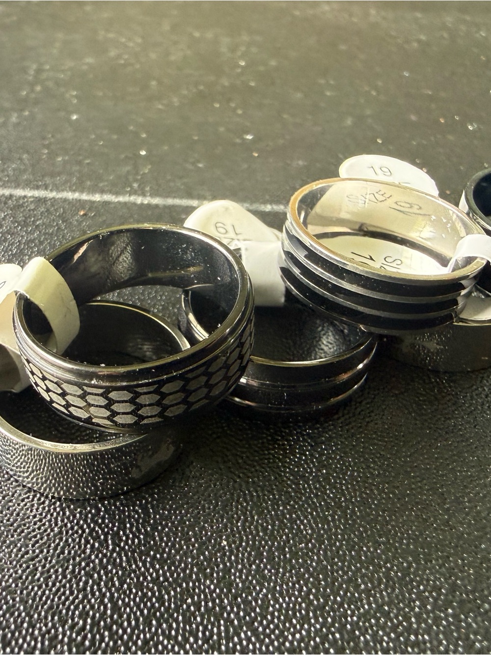 Bundle of 11 NWT Men's Black Stainless Steel Fashion Ring - Sleek Comfort Fit